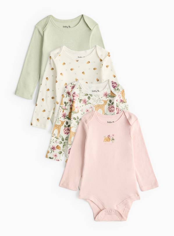 Woodland Animal Long Sleeve Bodysuit 4 Pack 3-6 months